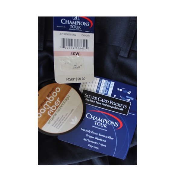 Golf Champions Tour NWT Organic Bamboo Caviar Black Golf Shorts 40W - Picture 7 of 8